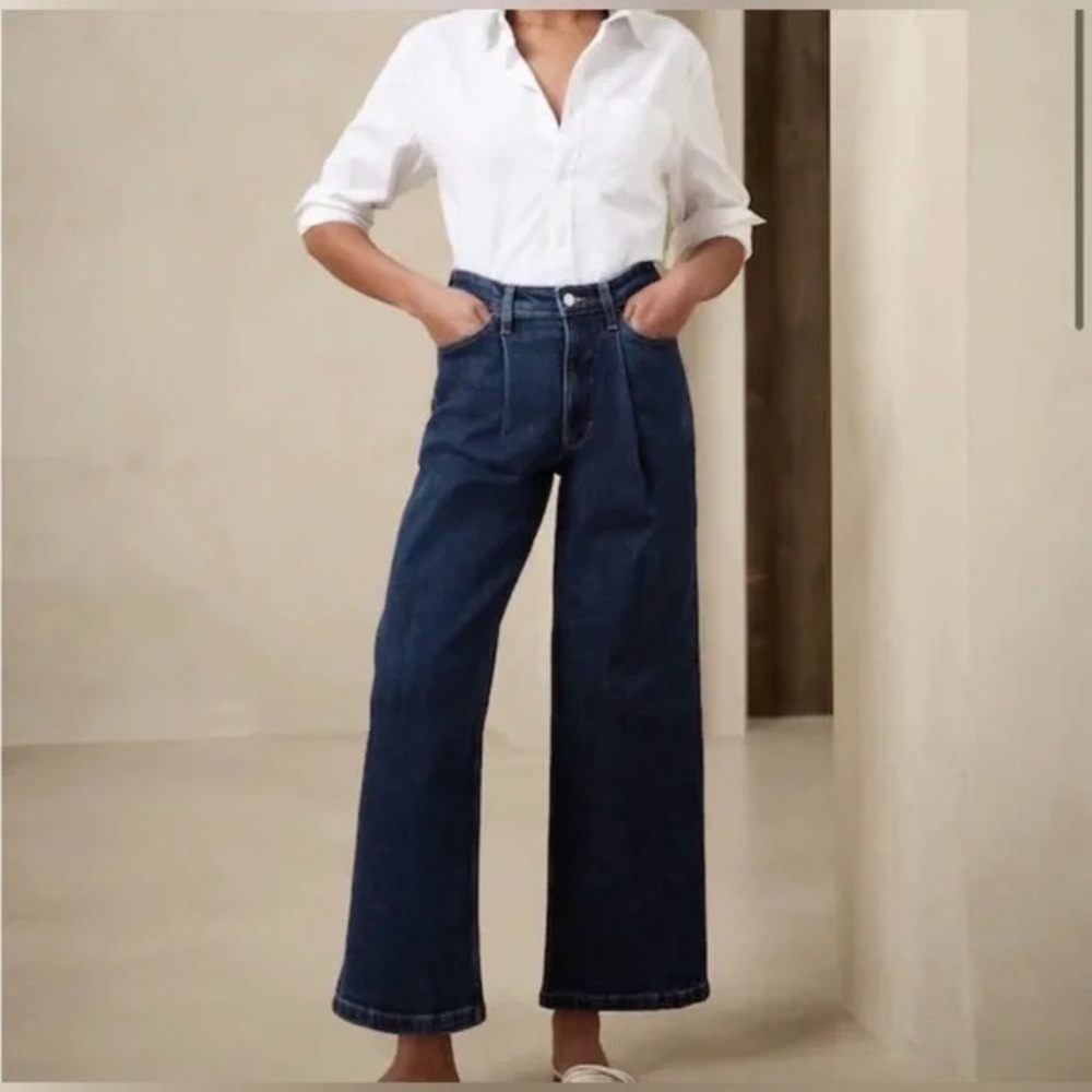 Banana Republic Pleated Wide Leg Jeans